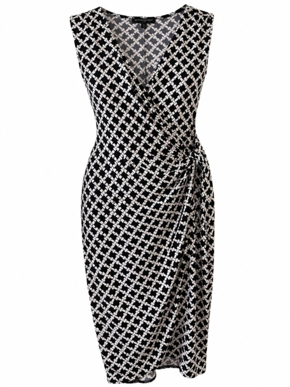 ๐ 2/40 Banana Republic Black White Geometric Wrap Midi Dress SP - Picture 1 of 5